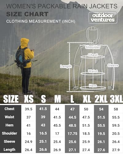 Outdoor Ventures 8L11020 Packable Rain Jacket Women Lightweight Waterproof Raincoat thumb #5