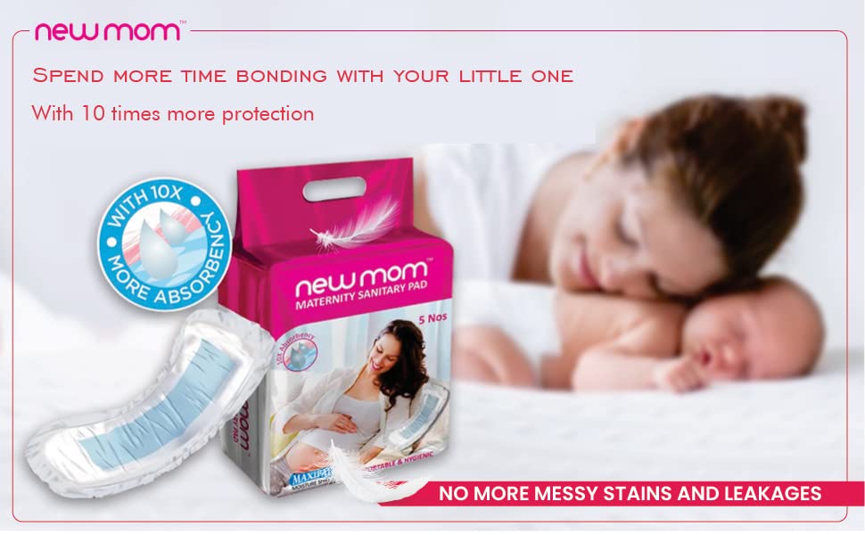 Image of NewMom Medi Pad for Women | Postpartum & Maternity Sanitary Pads | Ultra Soft, High Absorbency, Leak Proof Pads for After Delivery & Heavy Flow | Rash Free Cotton Feel Hygiene Pads 5 * 2