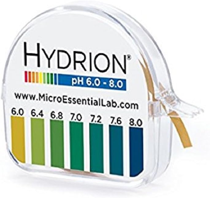 Micro Essential Lab 345 Hydrion Short Range pH Test Paper Dispenser, 6.0 - 8.0 pH, Single Roll