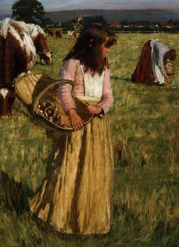 Art décorative imprimé sur toile les cueilleurs de champignons de Henry Herbert La Thangue 60x90