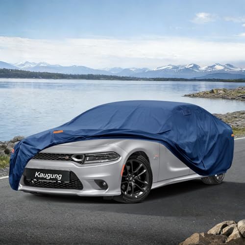 Image of Kaugung Custom Fit Car Cover for Dodge Charger (2006-2026), Heavy Duty Waterproof All Weather Outdoor Protection, Breathable Full Exterior Cover with Vent, Rain Sun Snow UV Proof