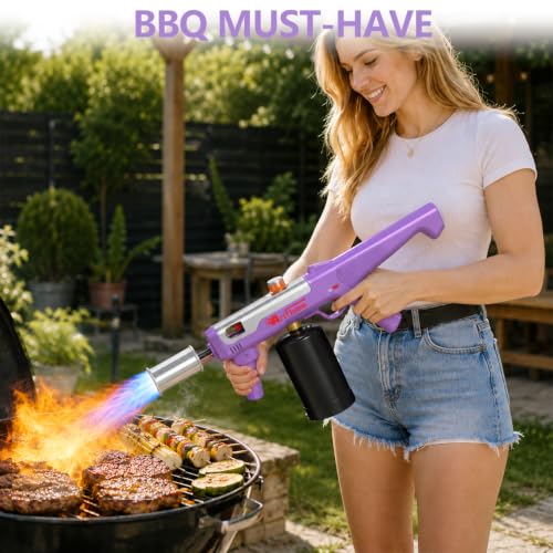 Image of ARTFLAMM Turbo Propane Torch Gun with One-Touch Max Flame Boost, Powerful Blow Torch with Adjustable Flame for Weed Removal, BBQ, Fire Starting, Grilling & Outdoor Use