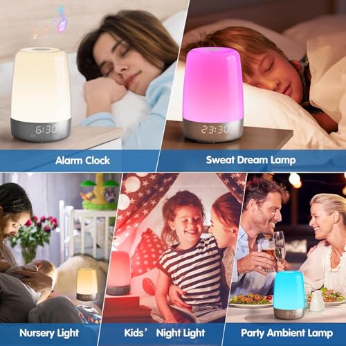 Image of Sunrise Alarm Clock Wake Up Light with Digital LED Display, Bedside Night Lamp with Snooze & Touch Control, Gradual Sunrise Simulation Alarm Clock for Bedroom