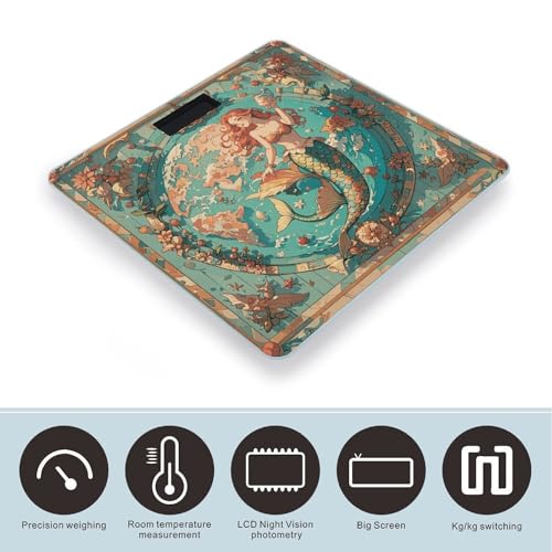 Báscula digital de baño vintage con diseño de mapa y sirenas miniatura 3