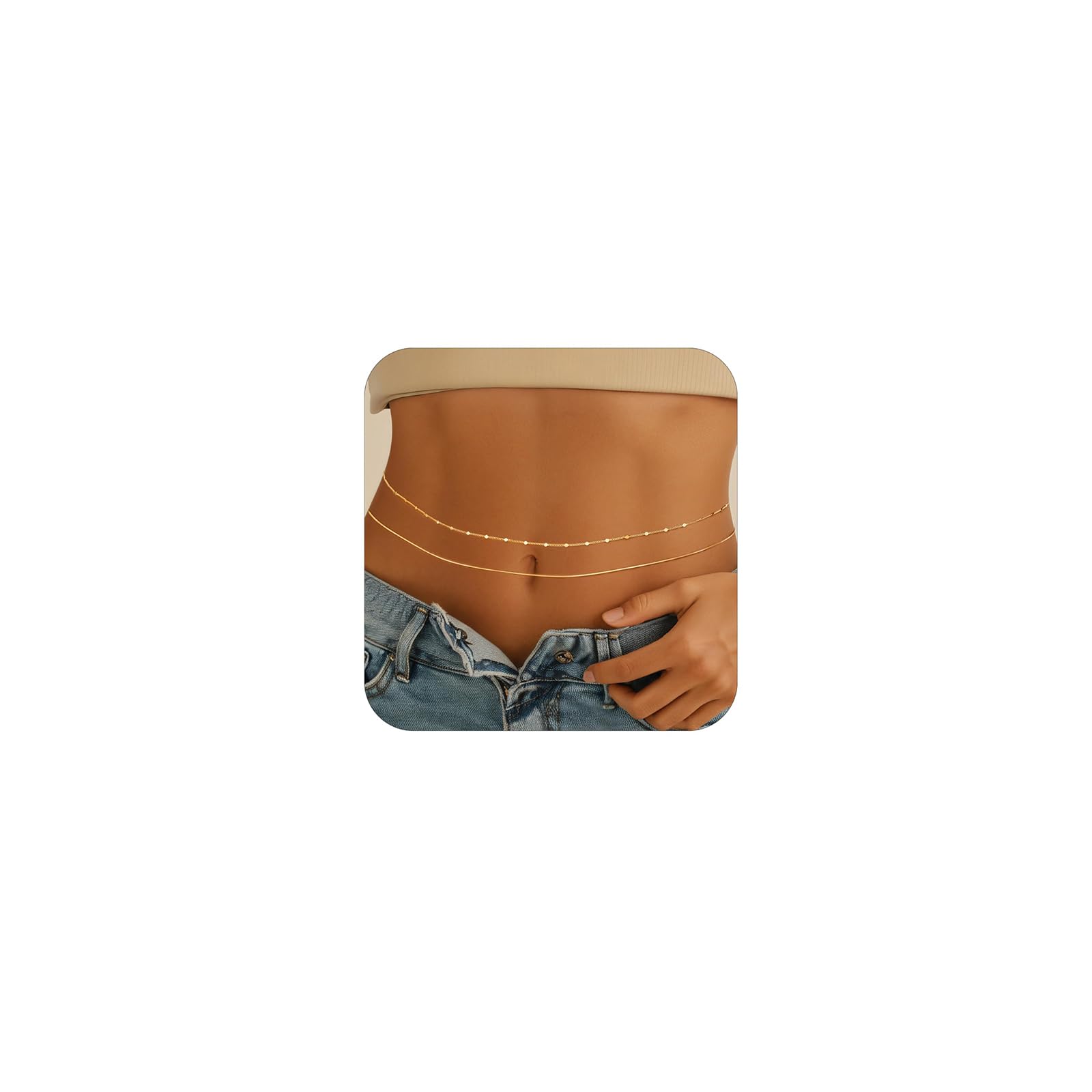 Dubbele Buikketting met Steentjes Dubbele Buikketting met Steentjes