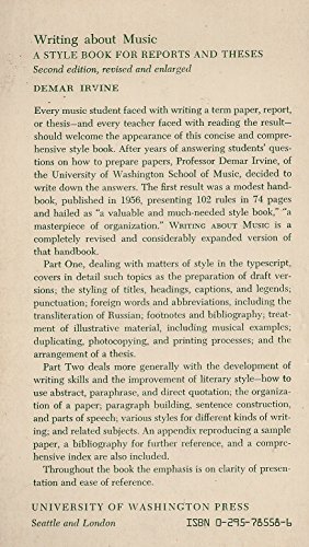 Writing about Music: A Style Book for Reports a... 0295785586 Book Cover