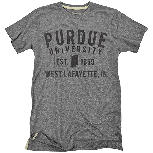 Purdue University Boilermakers Simple State Design Unisex Adult Heather T Shirt, Athletic Heather, X-Large