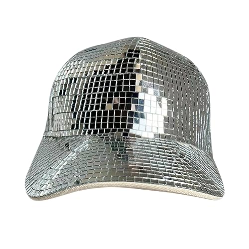 Chapeau boule disco à miroir argenté pour anniversaire et soirée
