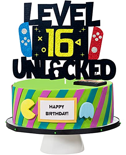 Level 16 Unlocked Video Game Cake Topper - Level 16 Unlocked Awesome 2006 Boy's Birthday Cake Topper - Video Game 16th Birthday Cake Decorations