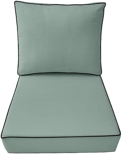 Funda SOLAMENTE - Funda de almohada para respaldo de asiento profundo para exteriores, ribete con ribetes de contraste, mediano-AD002