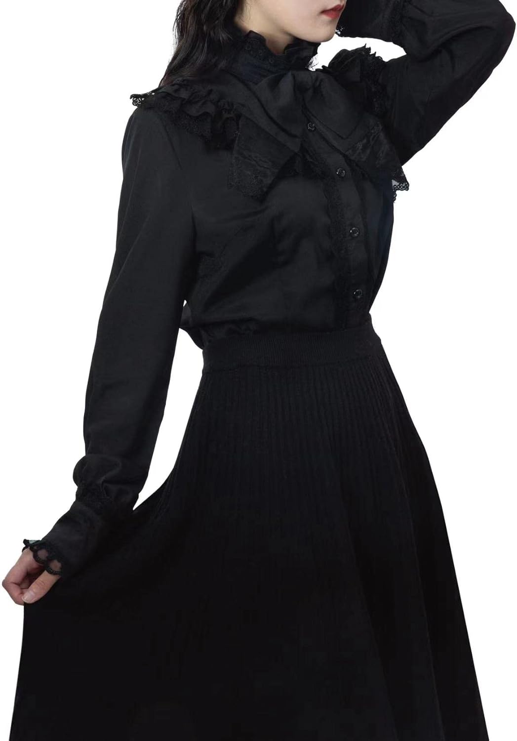 Victorian Blouse Women’s Gothic Lolita Renaissance Shirt Vintage Long Sleeve Lotus Ruffle - Image 2
