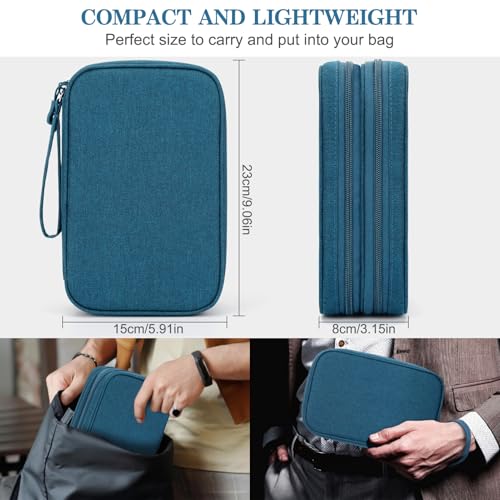 Image of FYY Electronic Organizer, Large Travel Cable Organizer Bag Pouch Electronic Accessories Carry Case Portable Waterproof Double Layers All-in-One Storage Bag for Cable, Cord, Charger, Phone, Dark Green