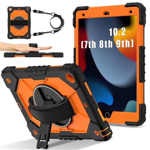 Coque antichoc iPad 10.2 avec support rotatif 360° et bandoulière robuste