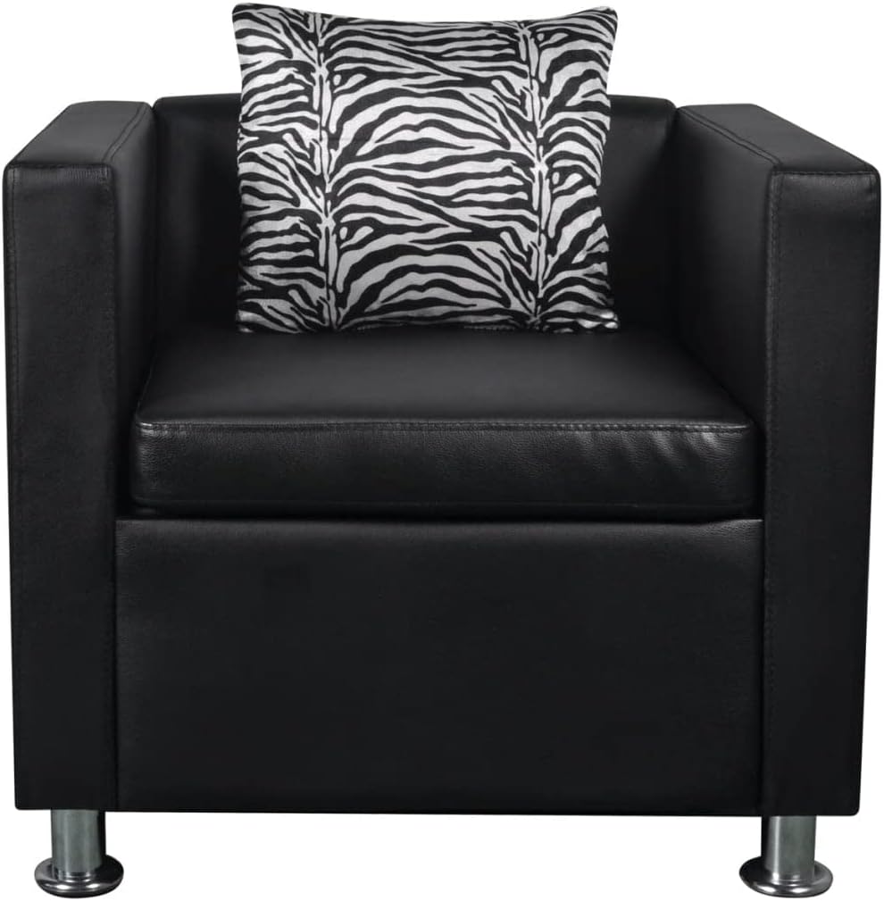 Sofa Bed, Reclining Lounge Couch Sofa with Armrests, Sleeper Sofa Perfect,for Living Room, Small Space, Apartment,Sofa Set Armchair and 2-Seater Black Faux Leather (Black 13.8" x 13.8" (L x W) 3 Set)