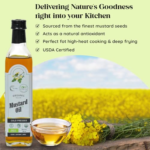Image of Organic Yellow Cold Pressed Mustard Oil, Omega 3 Rich, TransFat Free, 500ml