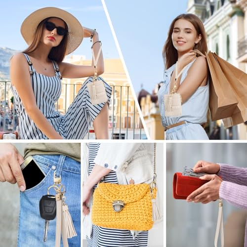 Image of KNGITRYI Small Wristlet Wallets for Women RFID Credit Card Holder Wallet Keychain Wristlet Wallet Credit Card Wallets for Women (Beige)