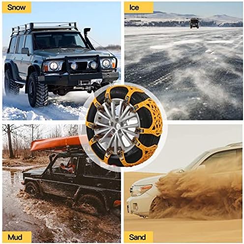 Soyond Snow Chains Car Anti Slip Snow Tire Chains Adjustable Anti-Skid Chains Car Tire Snow Chains for Car/SUV/Trucks (Tire Width 6.4-10.9" 165-275mm)