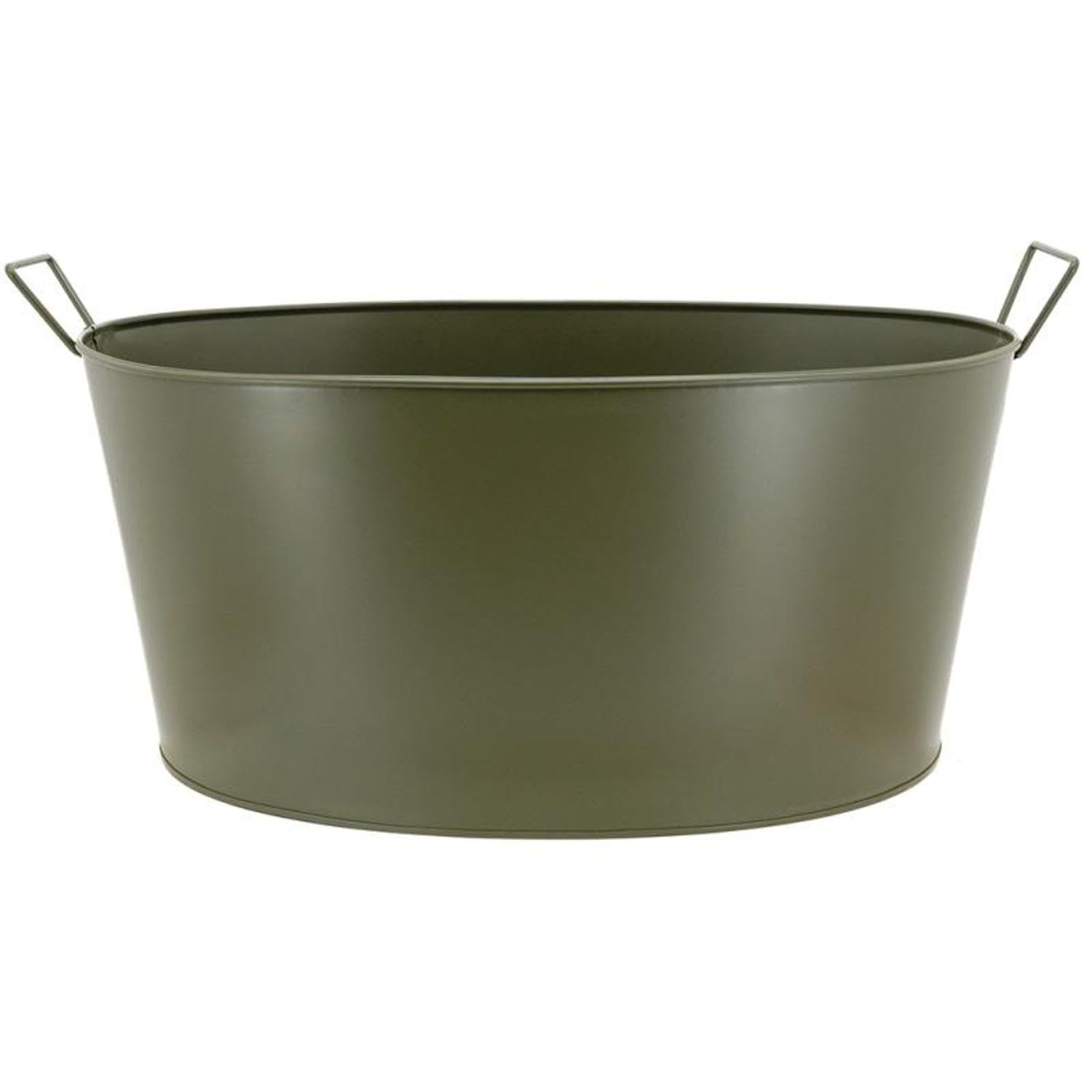 AUBRY GASPARD - Bassine Métal Kaki Cargo - Style Industriel/Vintage - 51 x 38.5 x 23 cm - Contenance 20 L - Finition Mate - 2 Anses Mobiles - Usage Intérieur/Extérieur Jardin Maison