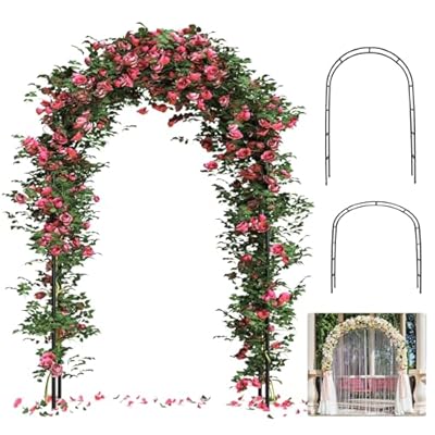 Thickened Rustproof Garden Arch, Wedding Arch- 4.6 * 7.8 or 6.4 * 7.5Ft, Easy to Assemble, Long Lasting and Durable, Metal Arch for Garden Arbor Trellis & Climbing Plant