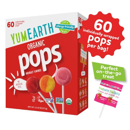 image for YumEarth Organic Pops Variety Pack, 60 Fruit Flavored Favorites Lollip