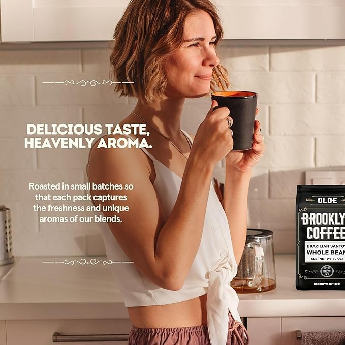 Brazilian Santos, All Beans Coffee - American Light Roast 5-LB. Olde Brooklyn Coffee