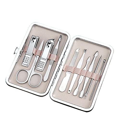 7-18個のマニキュアとペディキュアのセット、ネイルグルーミングキット、女性女性のためのステンレス鋼の爪切りセット旅行/オフィス/家庭-Silver_12ピースセット(シルバー10)