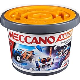 MECCANO – Baril 150 Pieces Junior – 5 Modèles Différents A Construire – Jeu de Construction avec 2 Outils – Alternative Aux Ecrans – Jouet Enfant 5 Ans Et +