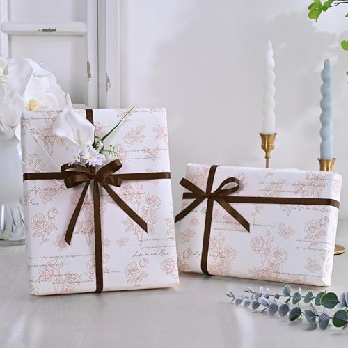 Image of Double Face Brown Satin Ribbon 3 /8 inch X50 Yards Polyester Brown Ribbon for Gift Wrapping Very Suitable for Weddings Party Invitation Decorations and More