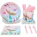 Mermaid Party Supplies – Serves 24 – Includes Plates, Knives, Spoons, Forks, Cups and Napkins. Perfect Mermaid Birthday Party Pack for Girls Mermaid Themed Parties.