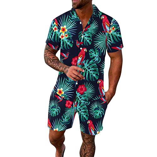 Conjunto de verano para hombre: ropa de playa casual con camisa de manga corta y pantalón