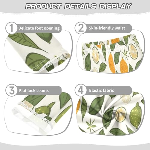 Bolaz Toddler Girls Leggings Printed Yoga Pants Leggings Leaves Yellow Lemon for Kids3