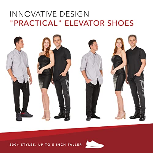 Image of CALTO Men's Invisible Height Increasing Elevator Shoes - Black /Red Ultra Lightweight Sporty Sneakers - 2.8 Inches Taller - Q215 - Size 13 D(M) US