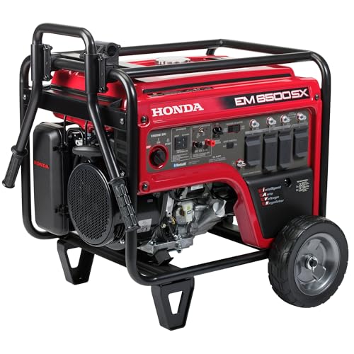 Honda EM6500SX 6500 Watt Generator with Electric Start, Quiet 120/240V Gas Powered Backup Generator for Home and Larger Equipment, Up to 9.8 Hour Run Time (EM6500SXK2AN)