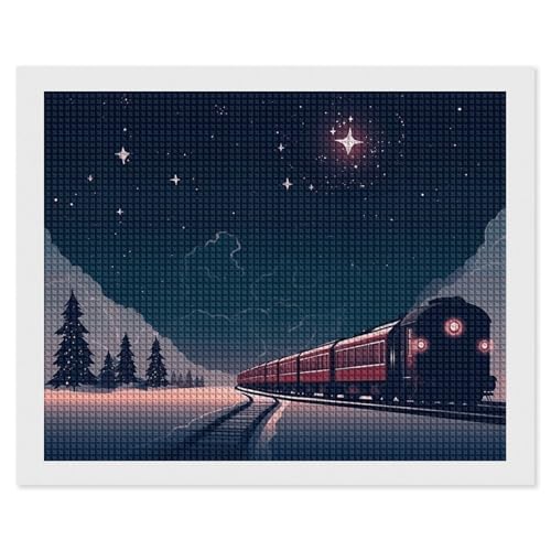 Kit peinture diamant 5D train sous la neige BSCKKDMN pour adultes et débutants