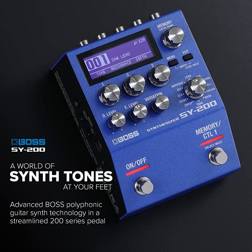 Image of BOSS SY-200 SYNTHESIZER EFFECTS PEDAL - Advanced BOSS Polyphonic Guitar Synth Technology in a Streamlined 200 Series Pedal for any Guitar or Bass - Full MIDI I /O - 128 Memories - 171 Synth Sounds
