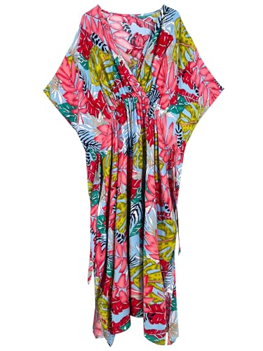 Image of Moss Rose Kaftan Dresses for Women V Neck Summer Swimsuit Cover up Caftan Maxi Beach Dresses