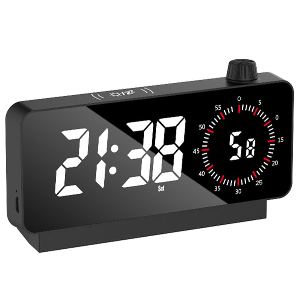 CTRLZS Digital Alarm Clock with Time-Meter Electronic Bedside Desk Clock with Temperature & Date Display Black