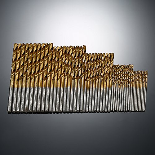 Gecheer 50 pcs HSS Chapeamento Titanium Torção Broca Set Sistema Métrico 1.0-3.0mm Aço De Alta Veloc