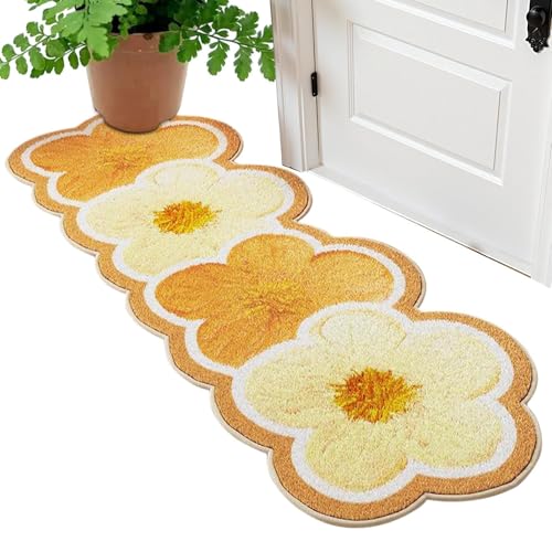 Decoración de interior con alfombra de baño con estampado de flores 120x50 cm 2