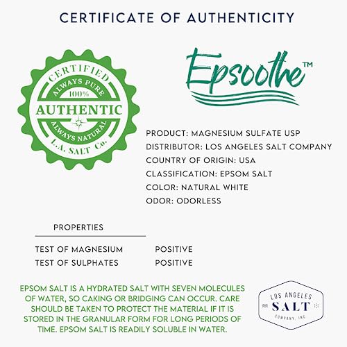 LA SALT CO Epsoothe 2.2 Lbs Epsom Salt Bath & Foot Soak and Scrub | Pure & Natural Magnesium Sulfate USP | Relieves Sore Muscles & Joints, Promotes Healing