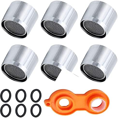 Lovshine Faucet Aerator Stainless Steel Filter 23mm Male Threads Kitchen Sink Aerator with ABS bubbler wrench for Kitchen Bathroom - 6Pcs