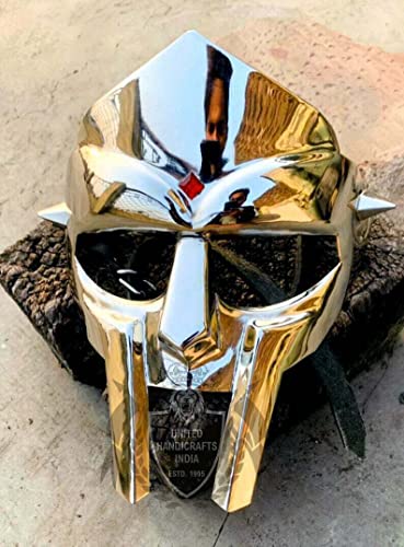 Antique Collection MF Doom Gladiator Halloween Mask Mad-villain Golden Finish Brass Face Armour new