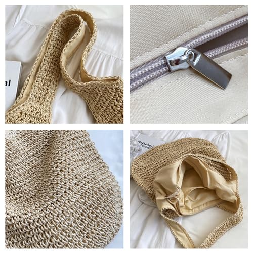 Bolso Hobo de paja para mujer estilo vintage miniatura 4