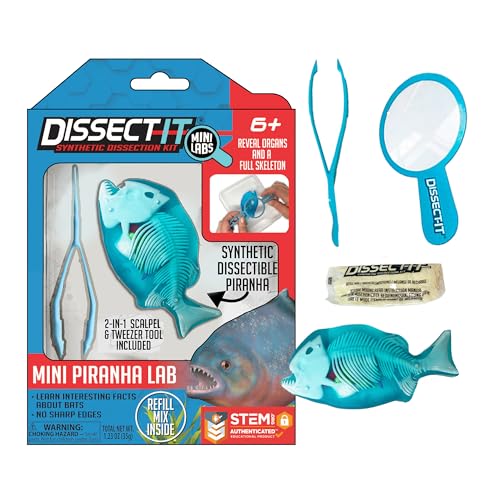 Image of Top Secret Toys Dissect-It Mini Labs Piranha Lab Dissection Kit for Kids, Realistic Synthetic Kids Science Kit - On, Biology and Animal Anatomy, STEM Toy, Ages 6+