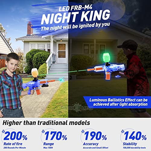 Lighting Gel Ball Blaster Glow In The Dark, 5 Cool Led Splatter Blaster For Orby Automatic, With 40000 Beads And 10000 Luminous Beads, Infrared, Goggles, For Outdoor Shooting Game, Ages 12+, Blue #TOP2
