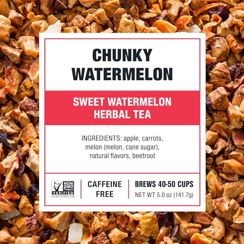 Image of Tiesta Tea - Chunky Watermelon, Loose Leaf, Sweet Watermelon Herbal Tea, Premium Non-Caffeinated Fruit Blend, Makes Hot or Iced & Brews Up to 50 Cups, 5oz Refillable Tin