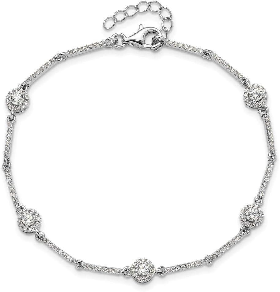 Diamond2Deal 925 Sterling Silver Rhodium-plated Diamond Tennis Bracelet 7"