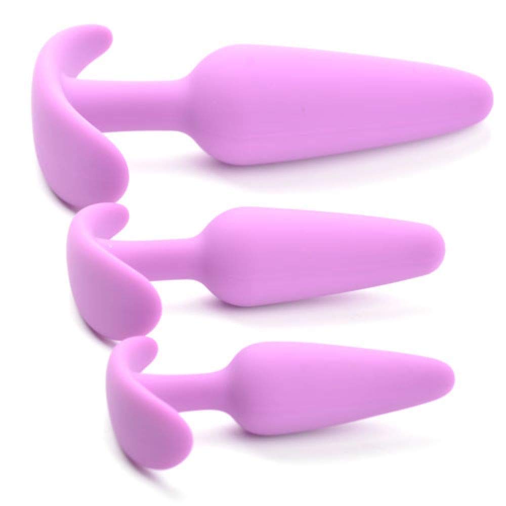 BeHorny Premium Grade Silicone Triple Butt Plug Set, Purple