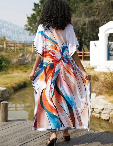 Image of NFVNKJ Women's Plus Size Beach Lounge Kaftan Maxi Dress Swimsuit Coverup for Women