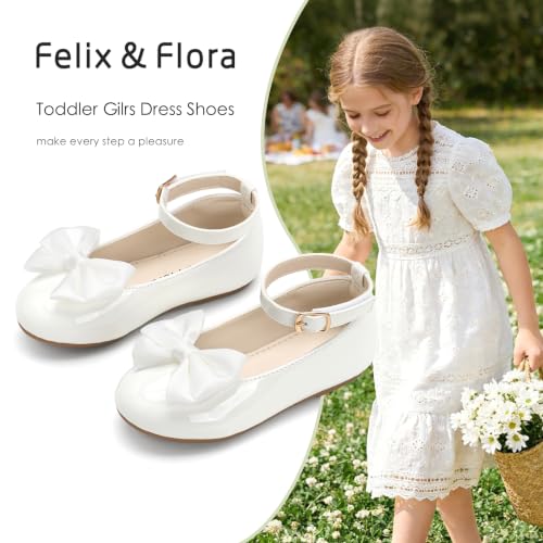 Image of Felix & Flora Toddler Flower Girl Dress Shoes - Baby Girl Ballet Mary Jane Flats for Party School Wedding